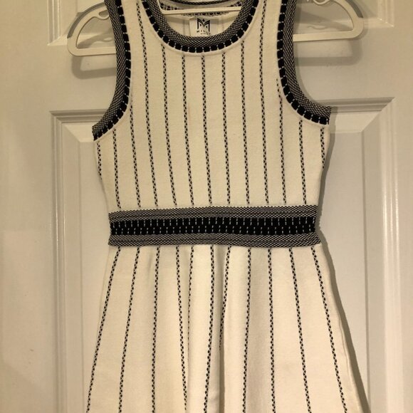 Milly Minis Vertical Textured Fit Flare White Black or Navy Dress Girls Size 12 - Picture 5 of 9